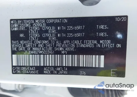 2021 Lexus Nx 300 z USA, uszkodzony, nr VIN JTJDARBZ9M5023961